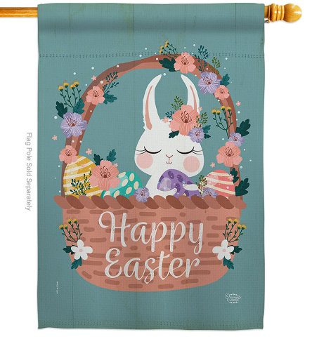 Bunny in Basket House Flag Bunny in Basket House Flag | Easter, Double Sided, House, Flags