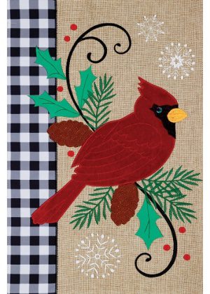 Cardinal Pine Flag | Burlap, Winter, Bird, Decorative, Cool, Flags