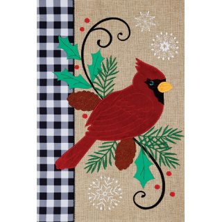 Cardinal Pine Flag | Burlap, Winter, Bird, Decorative, Cool, Flags