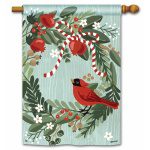 Cardinal Wreath House Flag | Winter, Bird, Outdoor, House, Flags