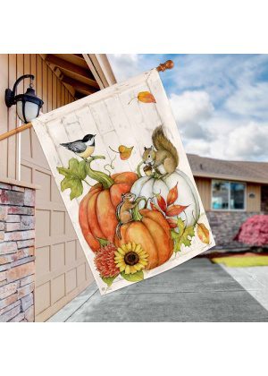 Critter Sitters House Flag | Fall, Floral, Bird, Outdoor, House, Flags