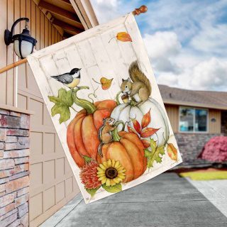 Critter Sitters House Flag | Fall, Floral, Bird, Outdoor, House, Flags