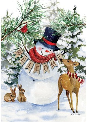 Deer Snowman Flag | Snowman, Winter, Welcome, Lawn, Flags