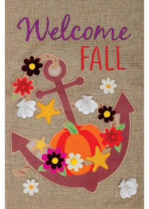 Fall Anchor Burlap Flag | Burlap, Fall, Welcome, Cool, Garden, Flag