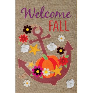 Fall Anchor Burlap Flag | Burlap, Fall, Welcome, Cool, Garden, Flag