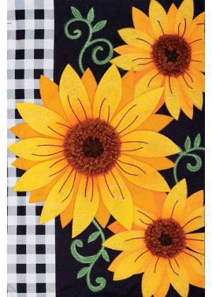 Gingham Sunflowers Applique Flag | Applique, Fall, Garden, Flags