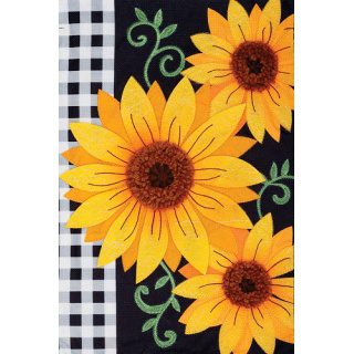 Gingham Sunflowers Applique Flag | Applique, Fall, Garden, Flags
