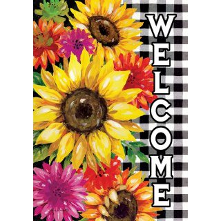 Gingham Sunflowers Flag | Fall, Floral, Welcome, Decorative, Flag