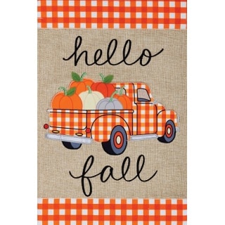 Gingham Truck Burlap Flag | Burlap, Fall, Yard, Cool, Garden, Flag