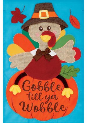 Gobble Turkey Applique Flag | Applique, Thanksgiving, Cool, Flags