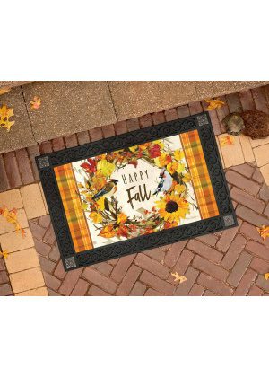 Happy Fall Wreath Doormat | MatMates | Decorative Doormats