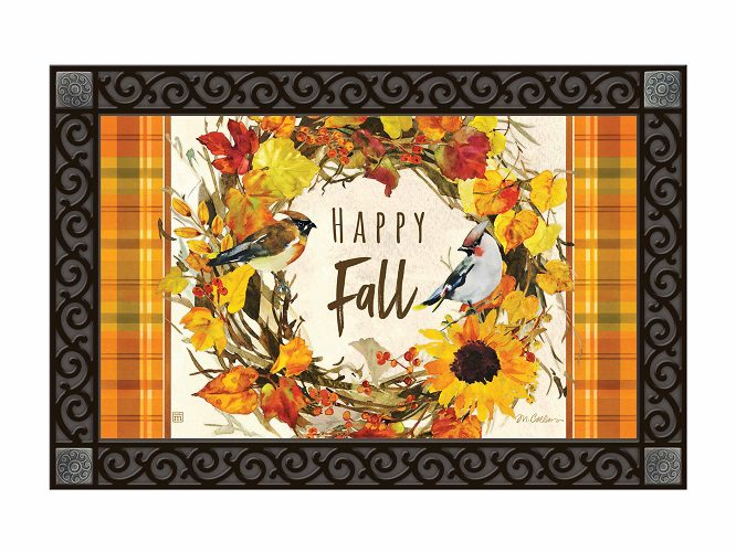 Happy Fall Wreath Doormat | MatMates | Decorative Doormats