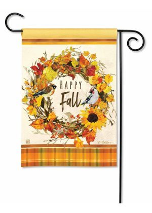 Happy Fall Wreath Garden Flag | Fall, Floral, Yard, Garden, Flags