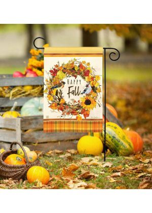 Happy Fall Wreath Garden Flag | Fall, Floral, Yard, Garden, Flags