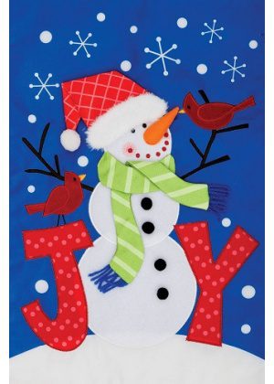 Joy Snowman Flag | Applique, Christmas, Cool, Garden, Flags