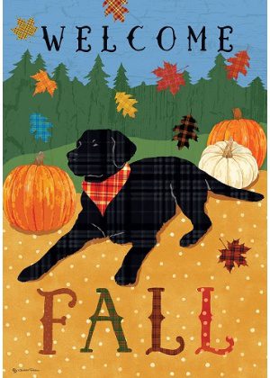 Pumpkins & Lab Flag | Fall, Welcome, Animal, Decorative, Flags