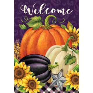 Pumpkins on Purple Flag | Fall, Welcome, Decorative, Lawn, Flags