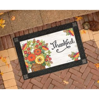 Rustic Fall Flowers Doormat | MatMates | Decorative Doormats