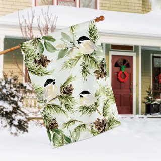 Winter Chickadee House Flag | Winter, Bird, Welcome. House, Flag