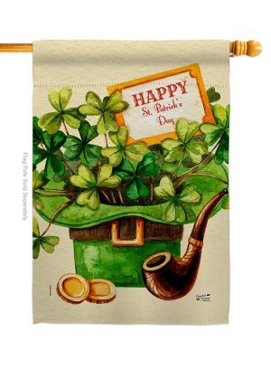 Clover and Hat House Flag | St. Patrick's Day, Double Sided, Flags