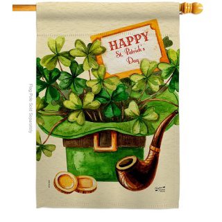 Clover and Hat House Flag | St. Patrick's Day, Double Sided, Flags