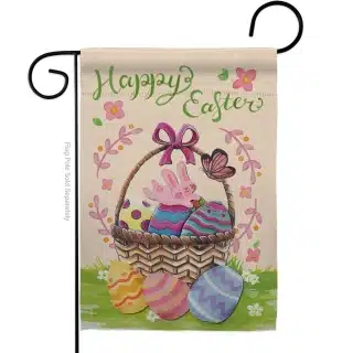 Happy Easter Colorful Basket Eggs Garden Flag | Easter Flags