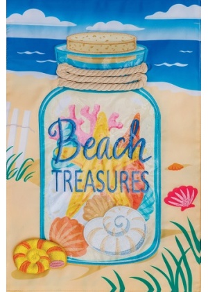 Beach Treasures Flag | Applique, Summer, Cool, Garden, Flags