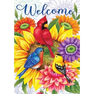 Birds & Flowers Flag | Welcome, Spring, Floral, Bird, Cool, Flags