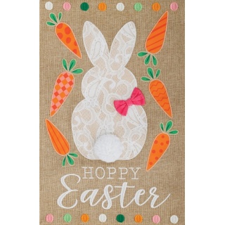 Bunny & Carrots Flag | Burlap, Easter, Two Sided, Garden, Flags