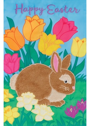 Bunny & Tulips Flag | Applique, Easter, Cool, Garden, Yard, Flags