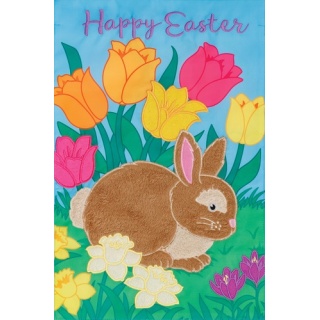 Bunny & Tulips Flag | Applique, Easter, Cool, Garden, Yard, Flags