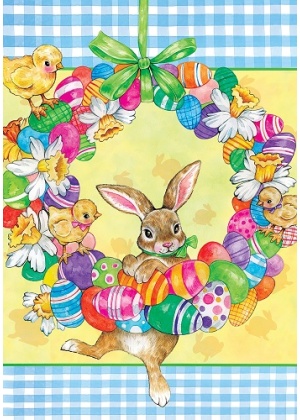 Bunny Wreath Flag | Easter, Decorative, Cool, Garden, House, Flag