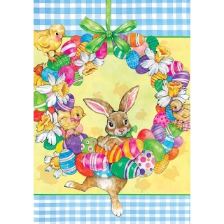 Bunny Wreath Flag | Easter, Decorative, Cool, Garden, House, Flag