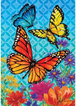 Butterflies & Wildflowers Flag | Welcome, Spring, Floral, Cool, Flag