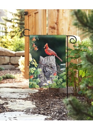 Cardinal Song Garden Flag | Spring, Floral, Bird, Garden, Flags