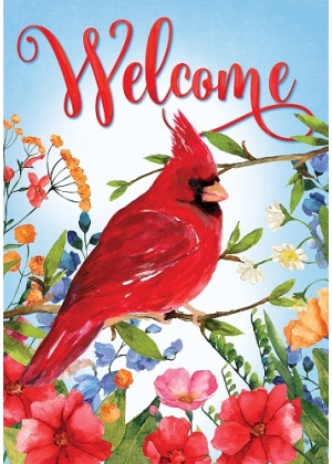 Cardinal Wildflowers Flag | Welcome, Spring, Floral, Bird, Flags