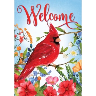 Cardinal Wildflowers Flag | Welcome, Spring, Floral, Bird, Flags