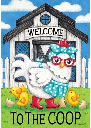 Chicken Coop Flag | Welcome, Farmhouse, Two Sided, Bird, Flags