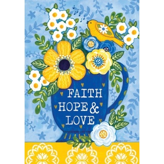 Faith Hope Love Flag | Inspirational, Floral, Cool, Decorative, Flags