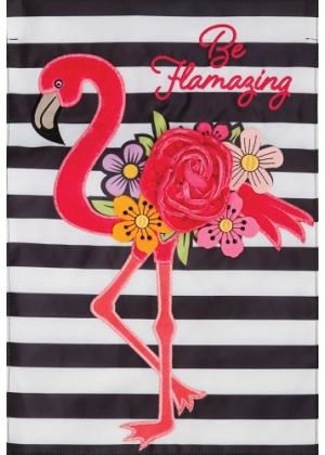 Flamingo Stripes Flag | Applique, Summer, Bird, Cool, Garden, Flag
