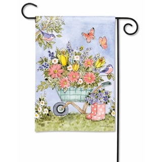 Flower Cart Garden Flag | Spring, Bird, Floral, Cool, Garden, Flags