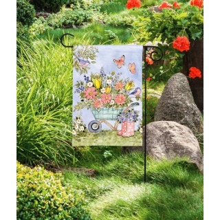 Flower Cart Garden Flag | Spring, Bird, Floral, Cool, Garden, Flags