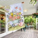 Flower Cart House Flag | Spring, Floral, Bird, Cool, House, Flags