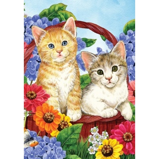 Garden Kitties Flag | Decorative, Spring, Floral, Animal, Cool, Flags