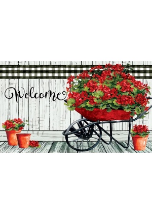 Geranium Wheelbarrow Doormat | Decorative Doormats | MatMate