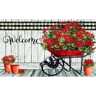 Geranium Wheelbarrow Doormat | Decorative Doormats | MatMate