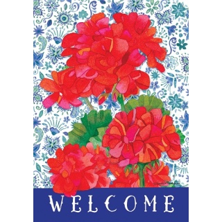 Geraniums Flag | Welcome, Spring, Floral, Cool, Decorative, Flags
