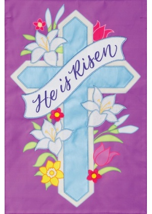 He Is Risen Applique Flag | Applique, Easter, Cool, Garden, Flags