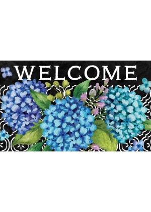 Hydrangeas on Black Doormat | Decorative Doormats | MatMates