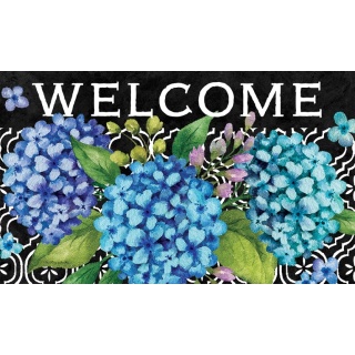 Hydrangeas on Black Doormat | Decorative Doormats | MatMates